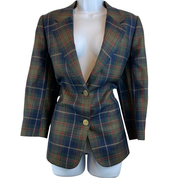 BURBERRY Vintage Plaid Wool Blazer Dark Academia Preppy British Heritage Jack S - Picture 1 of 9